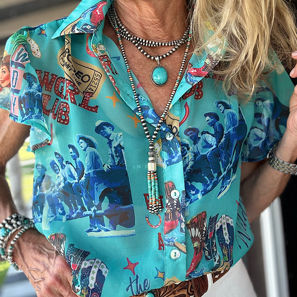 Turquoise Summer Cowgirl Blouse