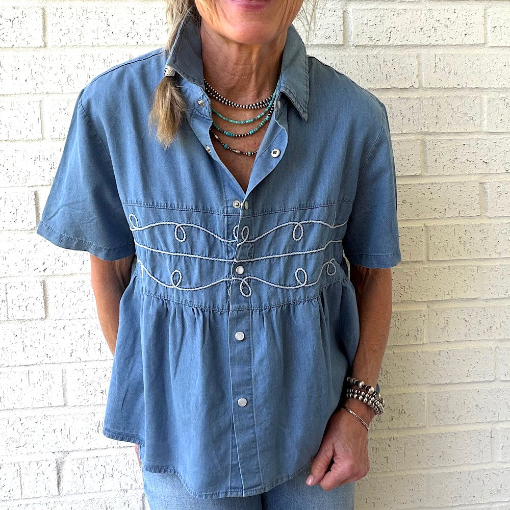 Loopty Lou Denim Top