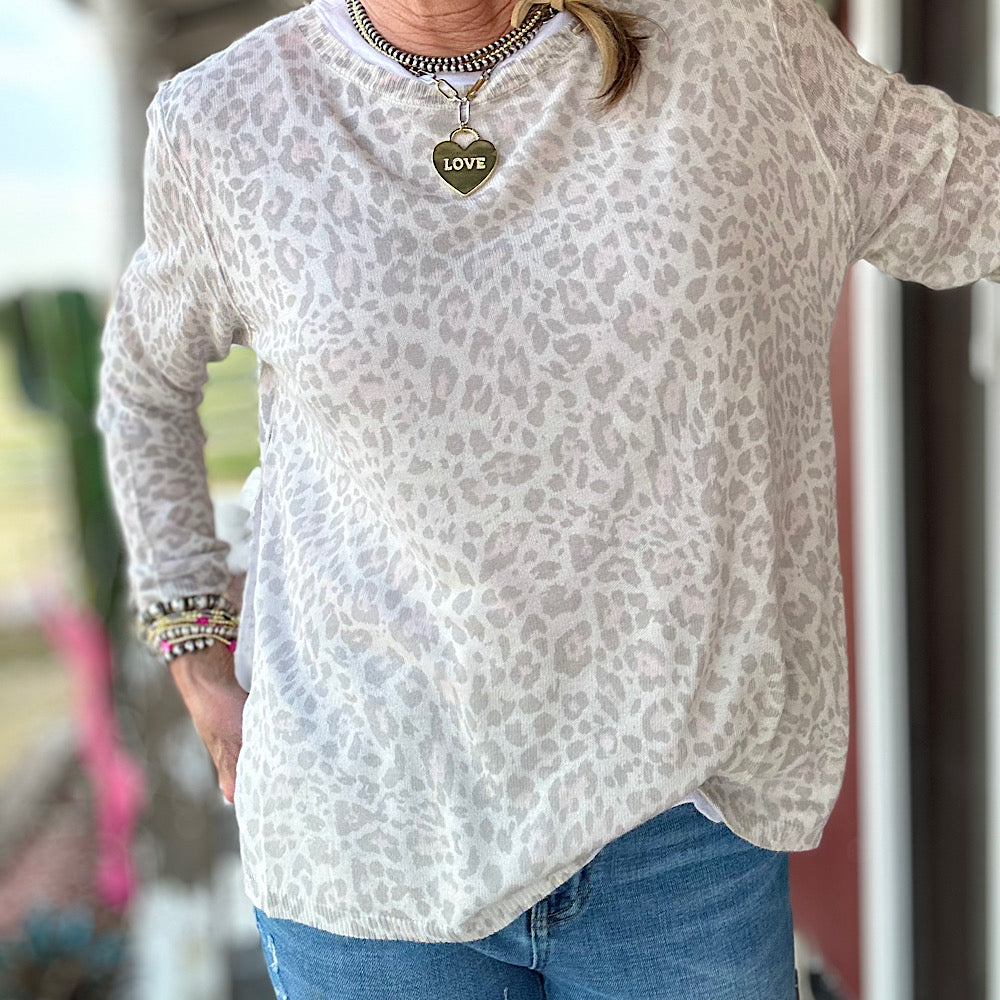 Leopard Tee Lined Sweater