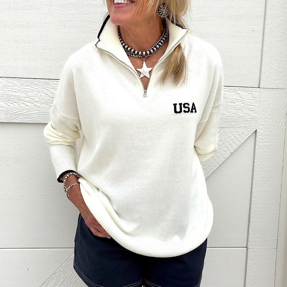 Stars & Stripes Half Zip Sweater
