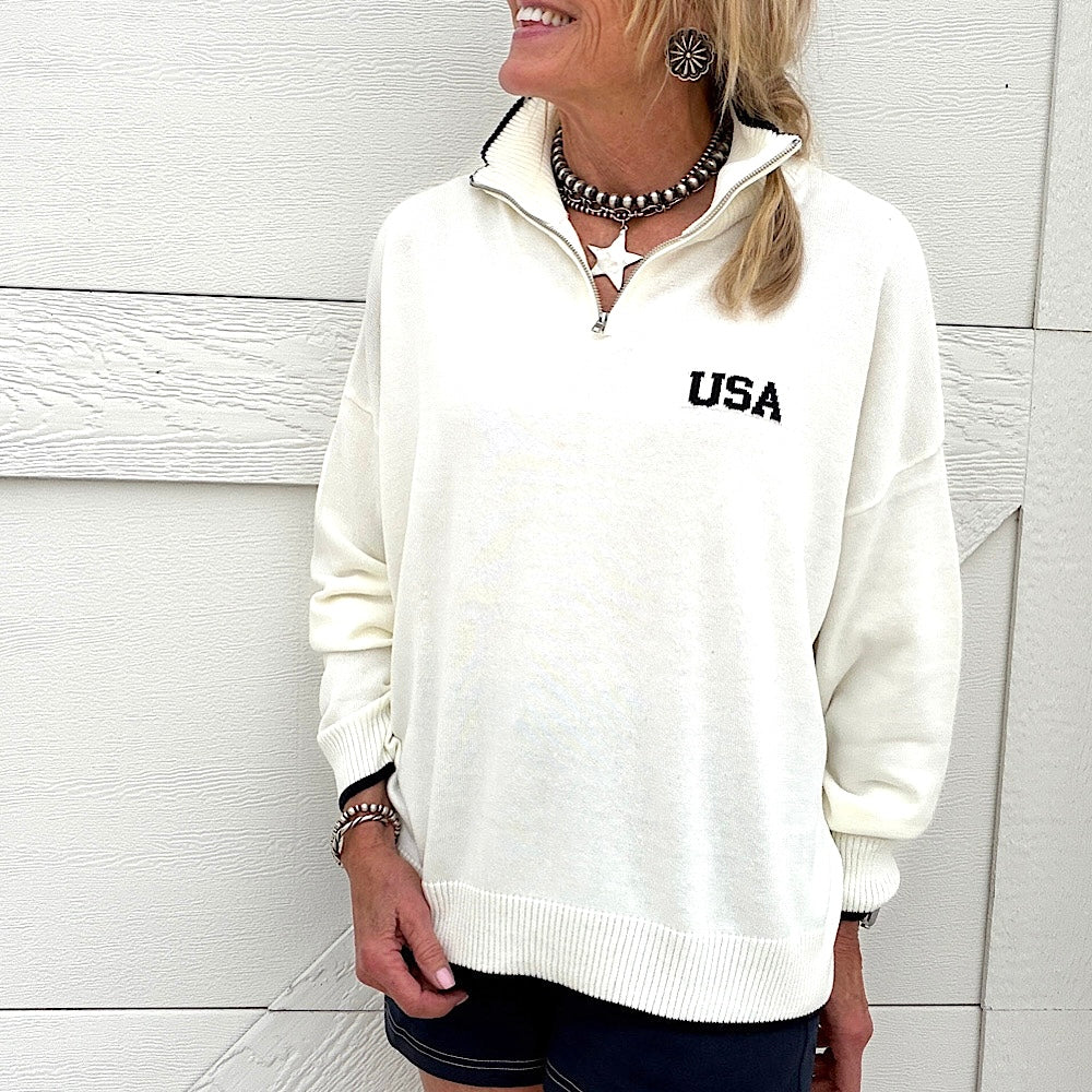 Stars & Stripes Half Zip Sweater