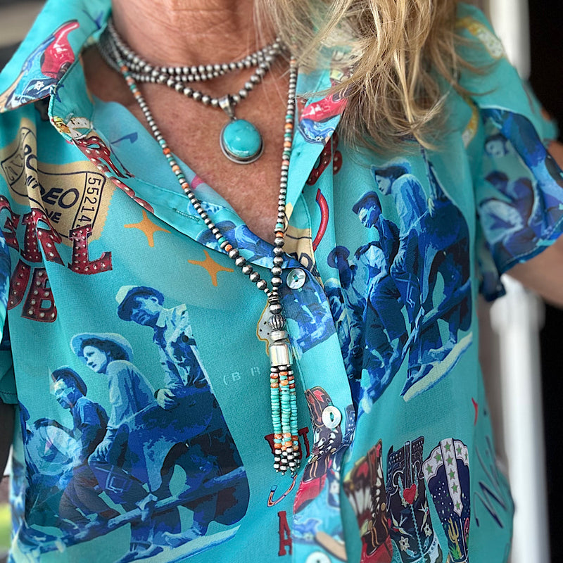 Turquoise Summer Cowgirl Blouse