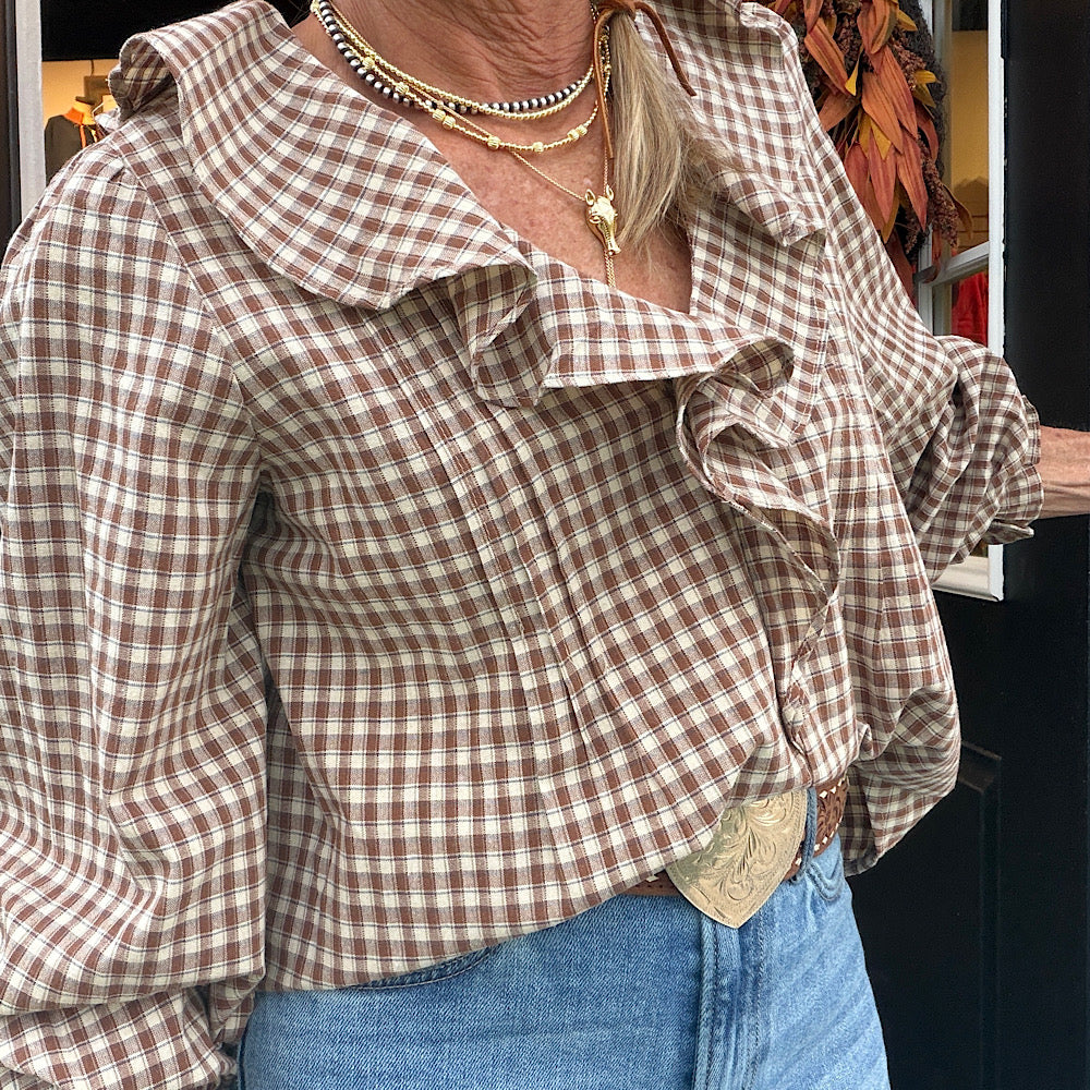 Sweet Caroline Plaid Blouse