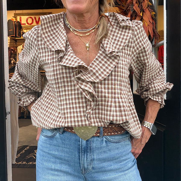 Sweet Caroline Plaid Blouse