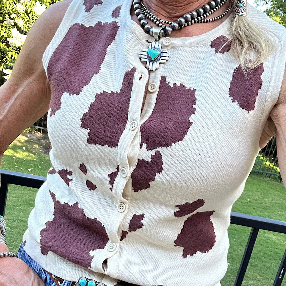 Cowprint Sweater Vest