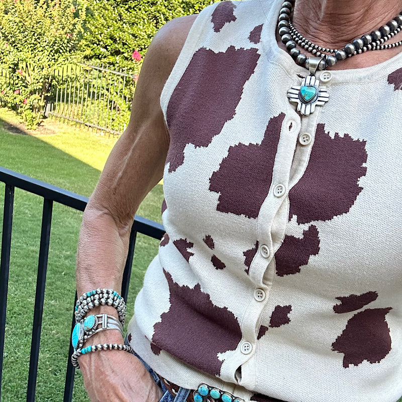 Cowprint Sweater Vest