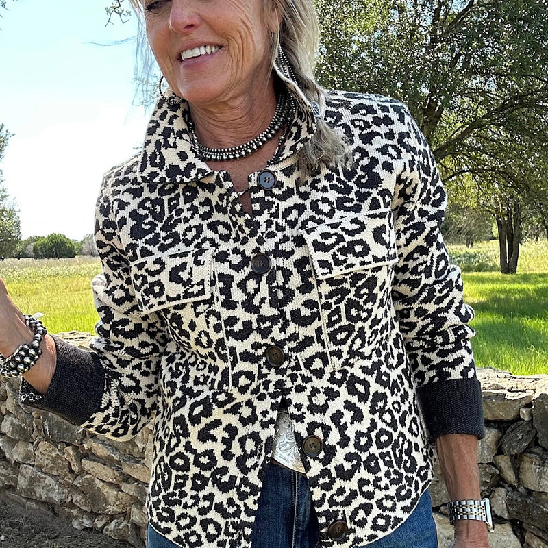 Charcoal Leopard Cardigan