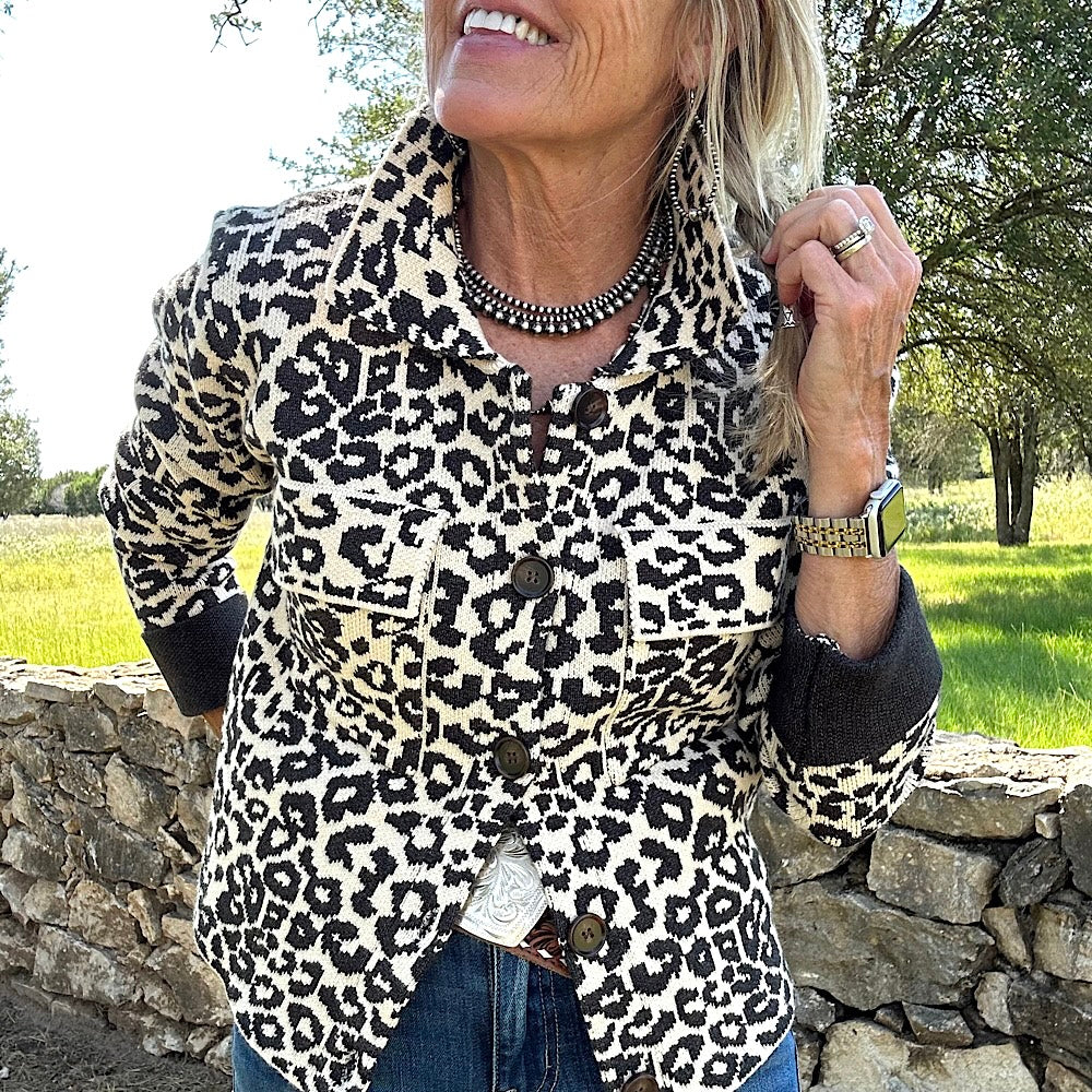 Charcoal Leopard Cardigan