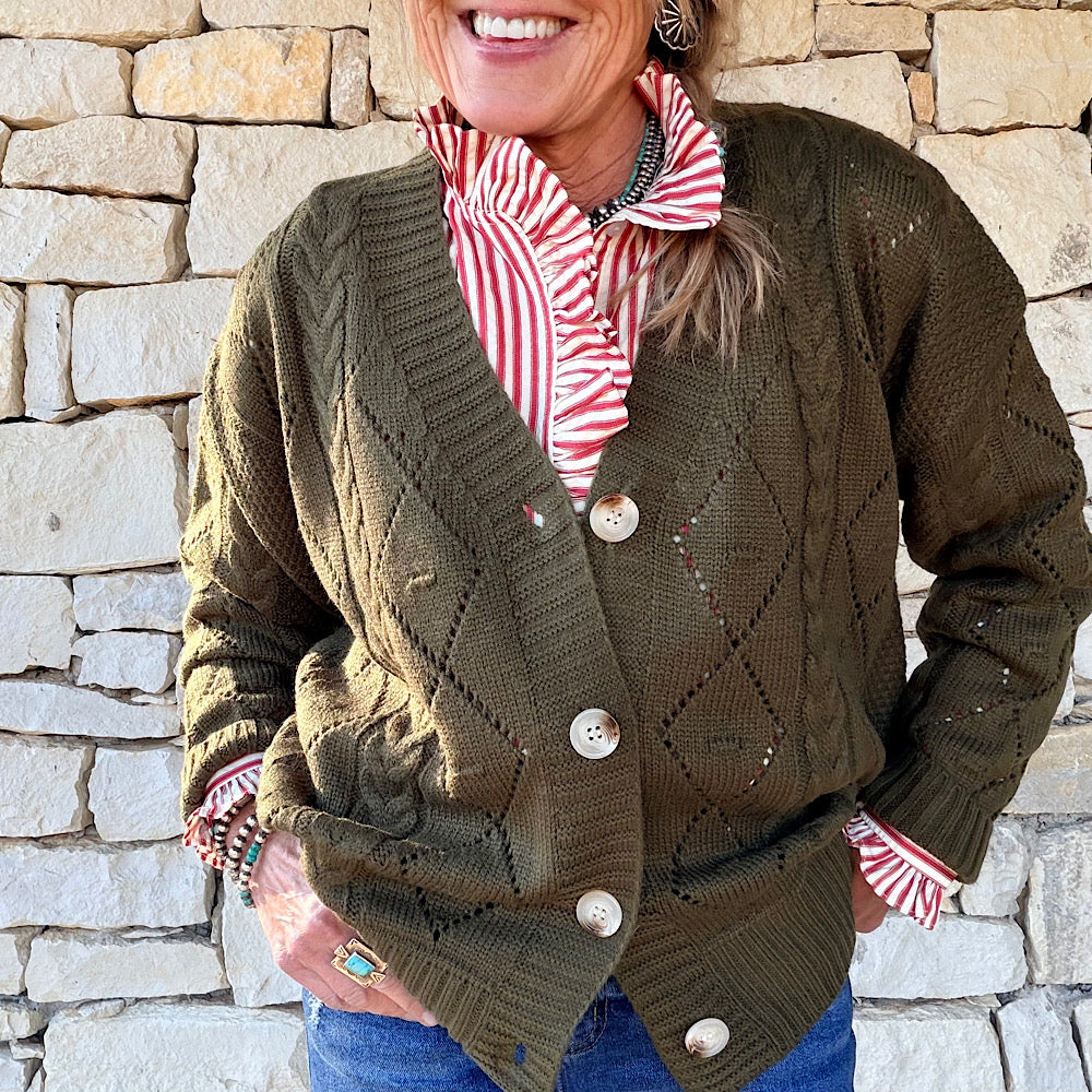 Olive Button Up Cardigan