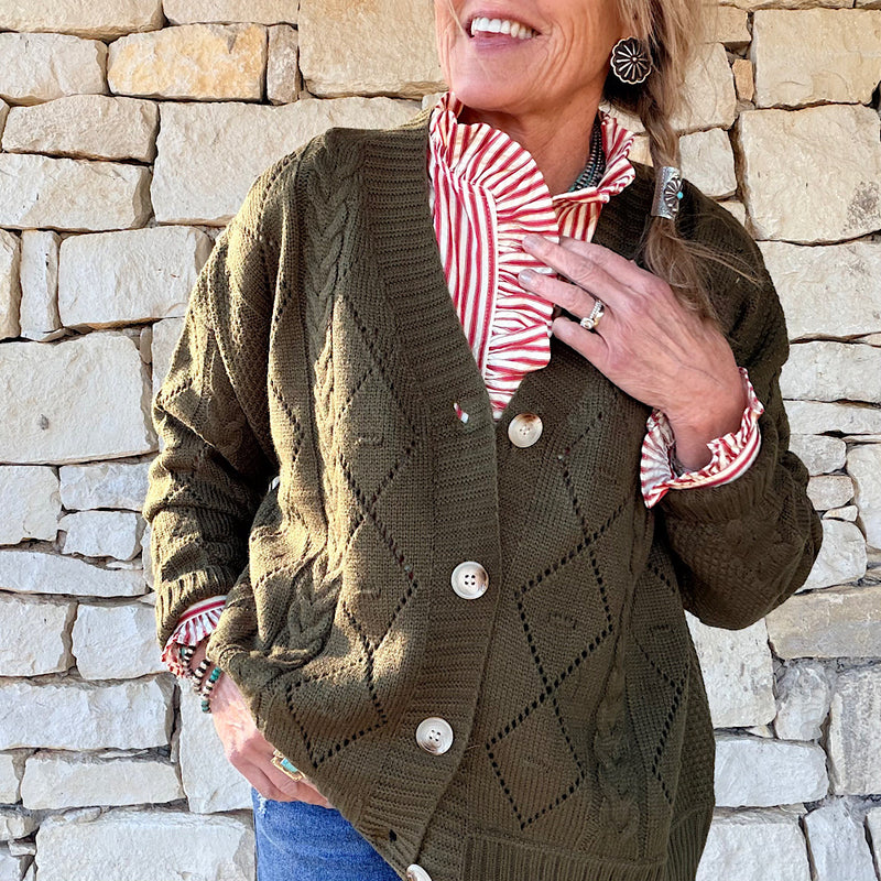 Olive Button Up Cardigan