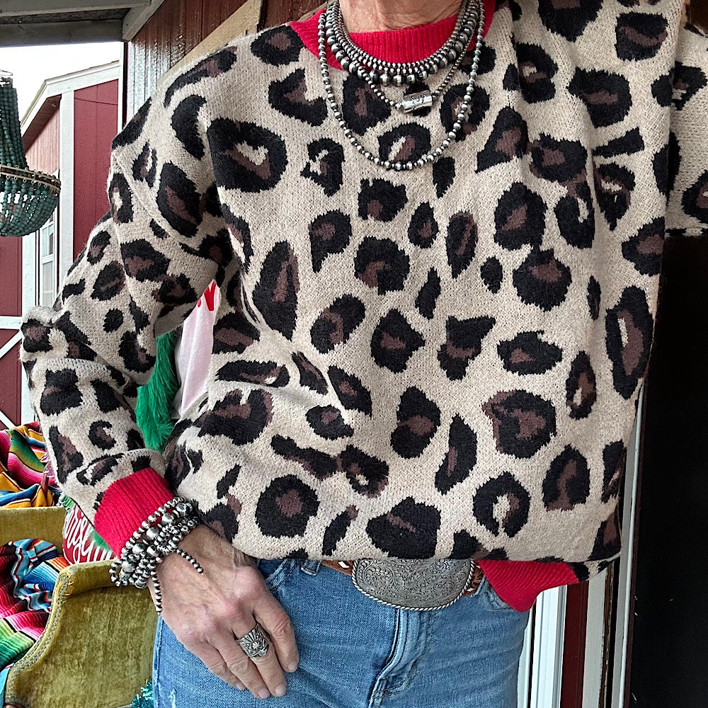 Leopard & Red Sweater