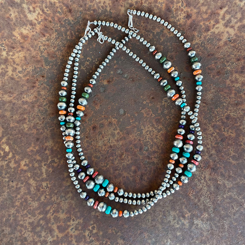 Navajo Turquoise, Spiny & Sterling Silver Pearl Triple Strand Beaded N –  Nizhoni Traders LLC